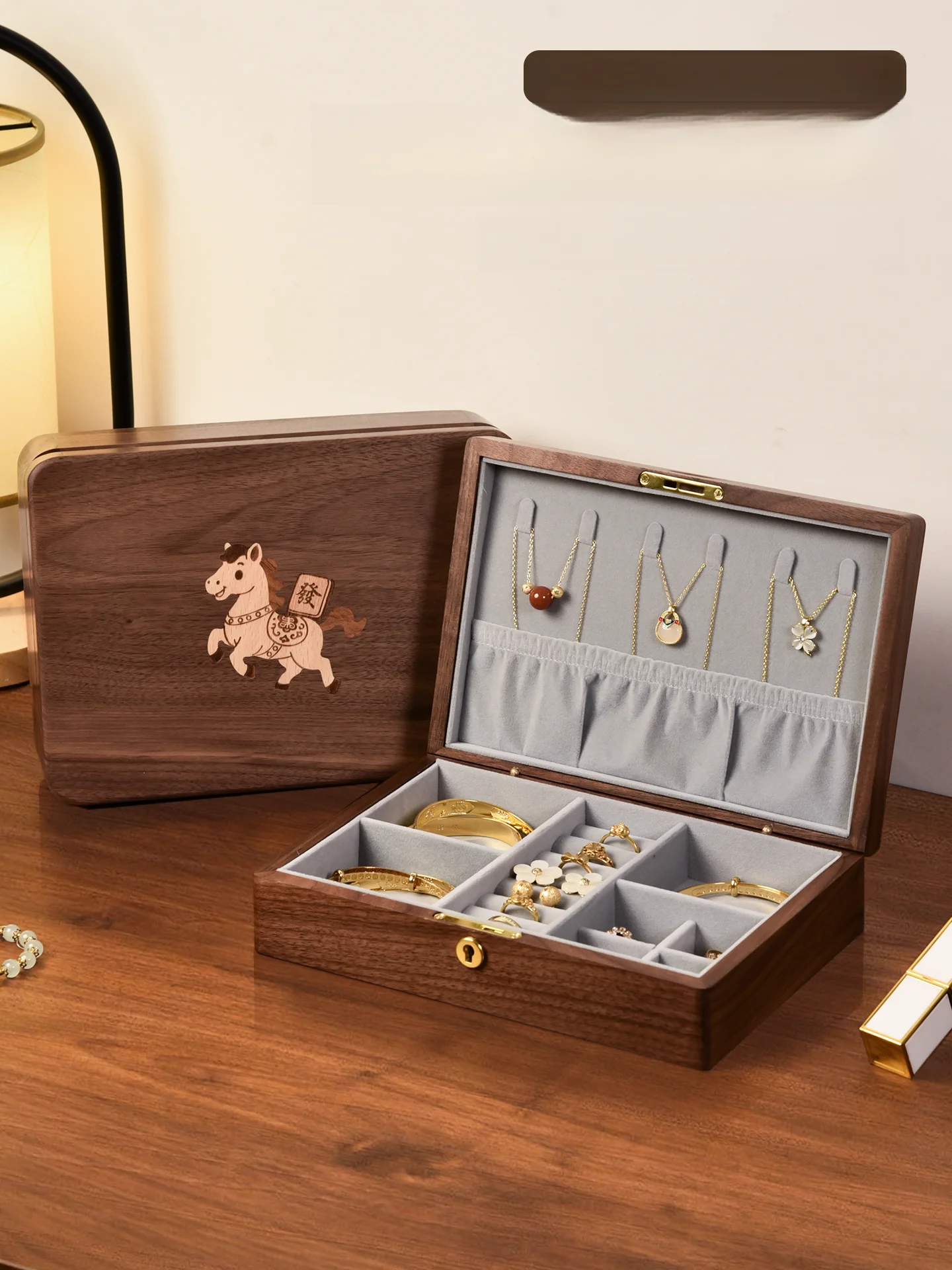 Newlywed Loable  Wood Jewelry Box Nelace Ring Storage Organizer Anti-Oxidation Traditional Chinese Sle Handmade Wood