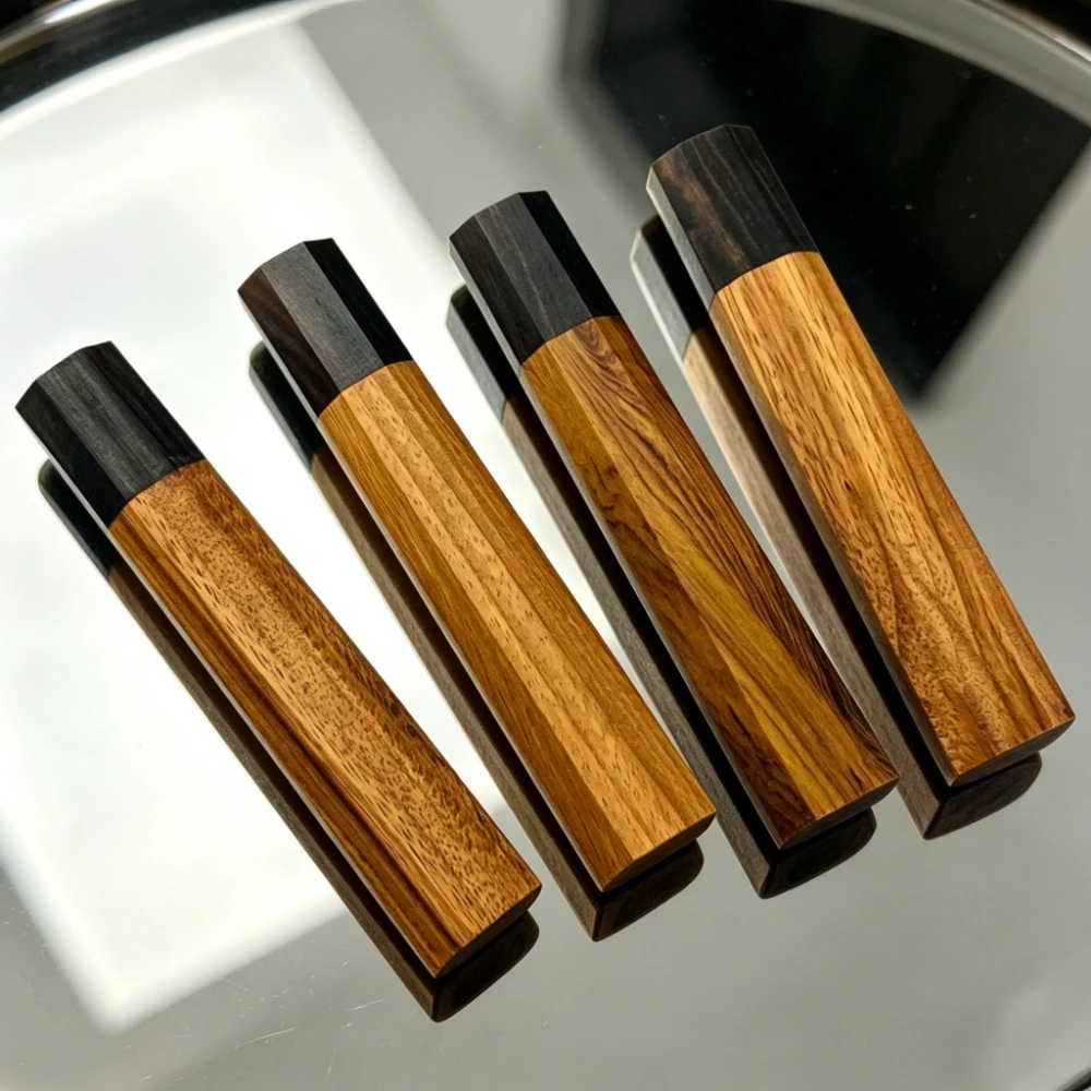 1PC Red Kibao Ebony Wood Octagonal Handle 115mm, DIY Handle for Japanese Sashimi Kitchen Knives