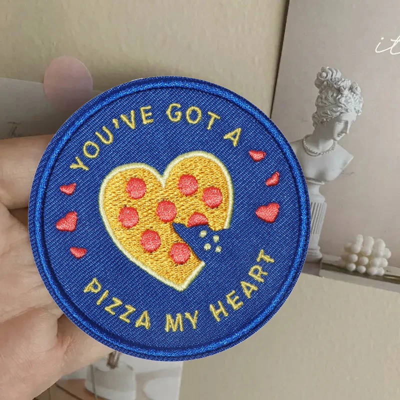 1PC Got A Pizza My Heart Funny Embroidered Patch Iron On Sew On Patches For Clothes Cap Bag Jacket DIY Gift Hot Adhesive Badge