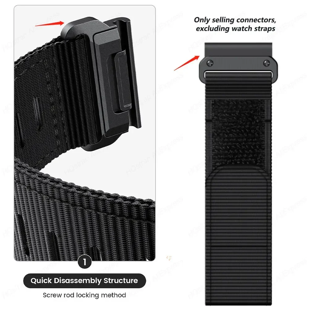 Connector for Garmin Tactix 7Pro Fenix 7X 6X 7 5 6 Pro 5X 3HR Metal Adapte for Garmin 22mm 26mm Band Adapters Accessories 2pcs