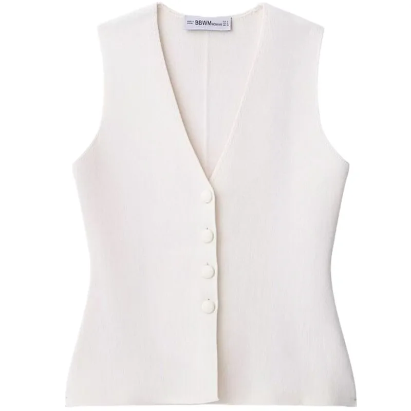 2025 가을 신상 여성 패션 니트 베스트 민소매 V넥 버튼 장식 데일리룩 49255 유럽 스타일 가디건