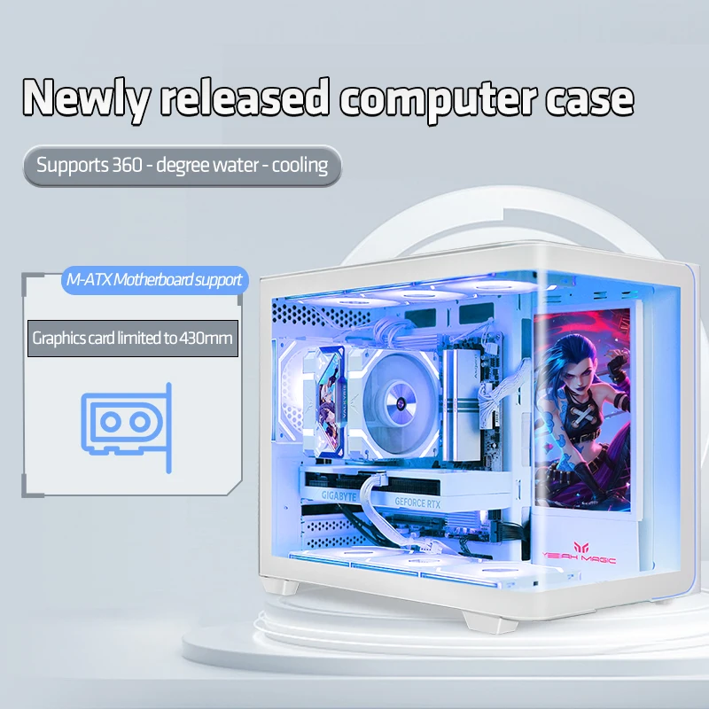 

AOC CG355 Case Sea View Room Gaming Computer Desktop M-ATX ITX Motherboard Double-Sided Tempered Glass PC Gamer Cabinet