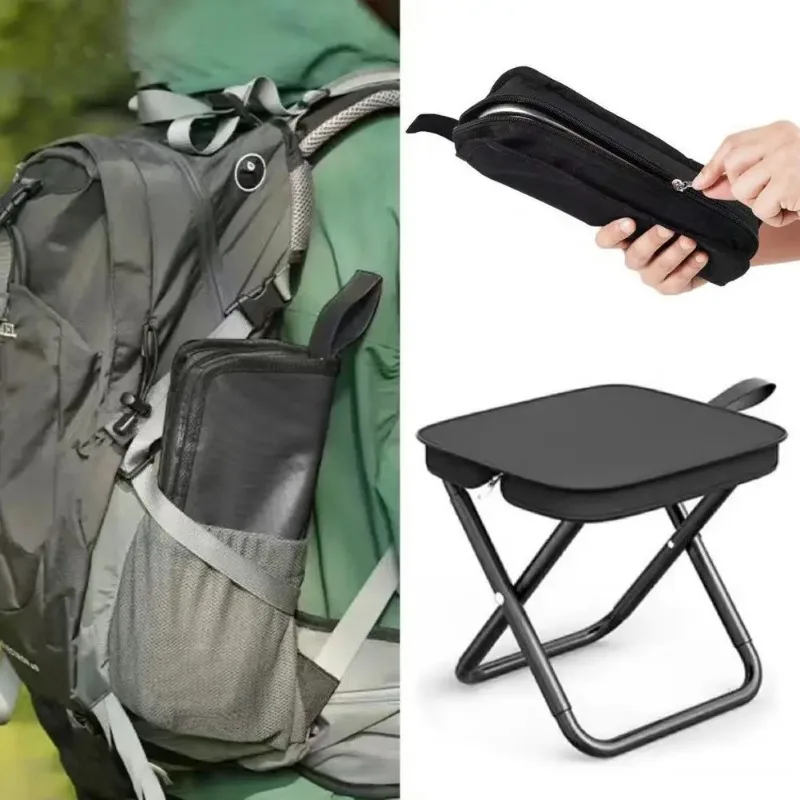 Klapphocker, Mini, leicht, Lounge-Stuhl, Fußstütze, Angelstuhl, Fußstütze, Terrasse, Reisen, Picknick, Wandern, zusammenklappbare Aufbewahrungstasche