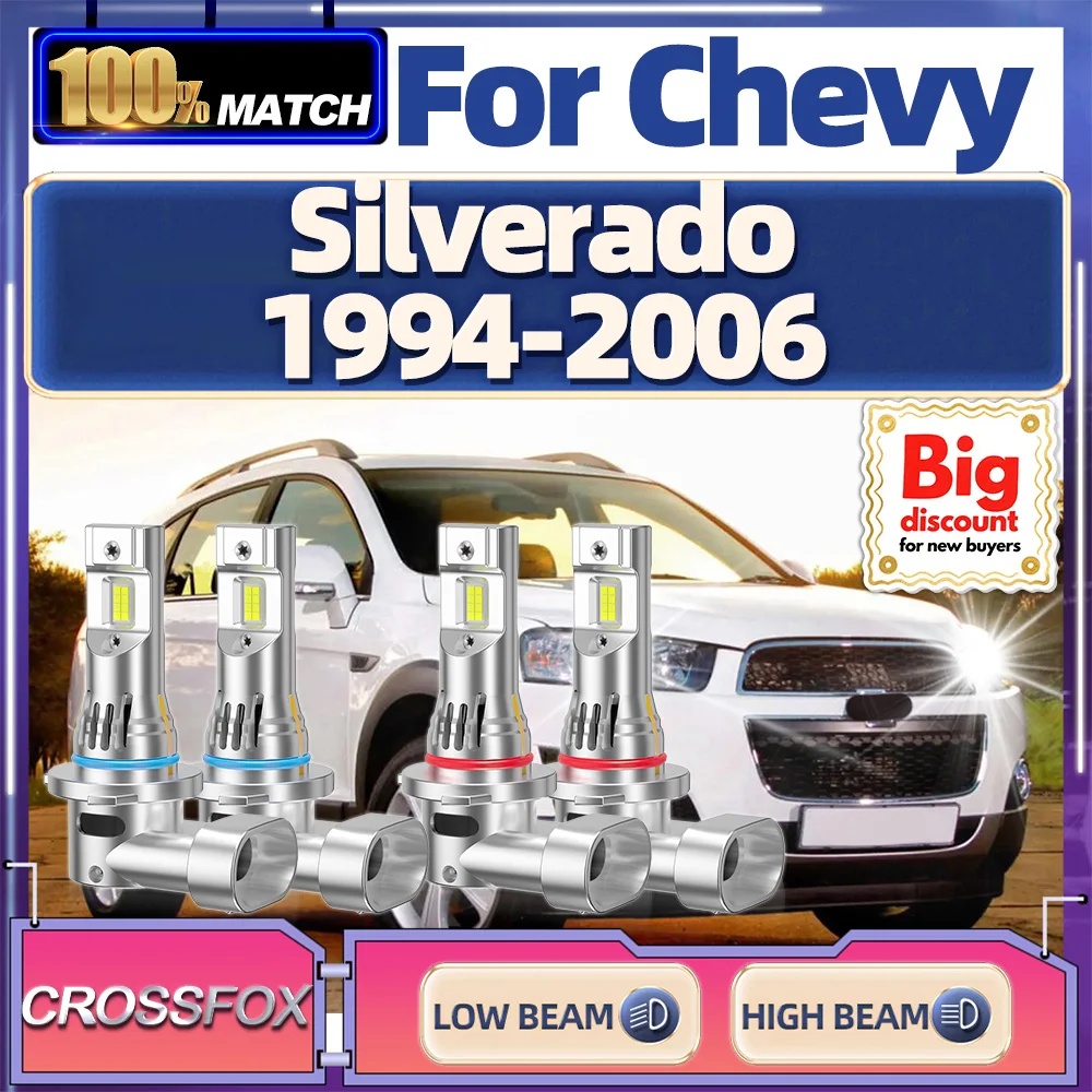 

CROSSFOX【For Chevy Silverado 1994-2006】High Low Beam Turbo Canbus Car LED Headlight Bulbs Ultra Bright Auto Headlamp Ampoules