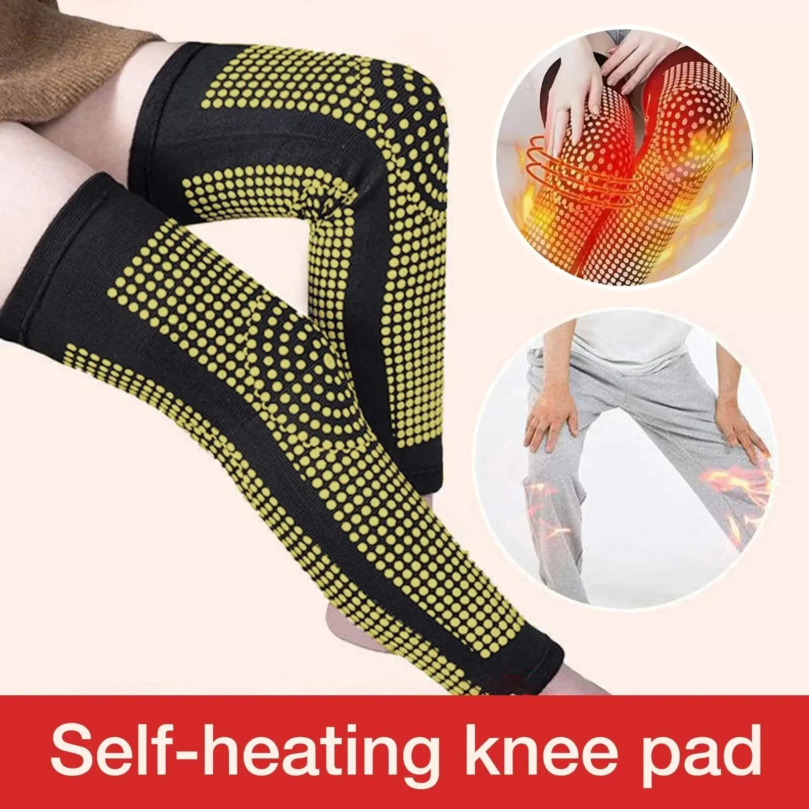 Pair Dot Heating Pads Brace Sports Kneepad Tourmae Knee Support For Arthritis Joint Pain Relief Recovery Unisex