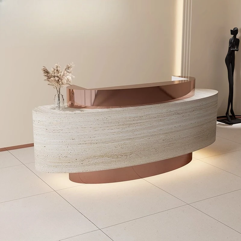 

Simple modern company front desk reception desk beauty salon training institution light luxury bar counter women's clothing