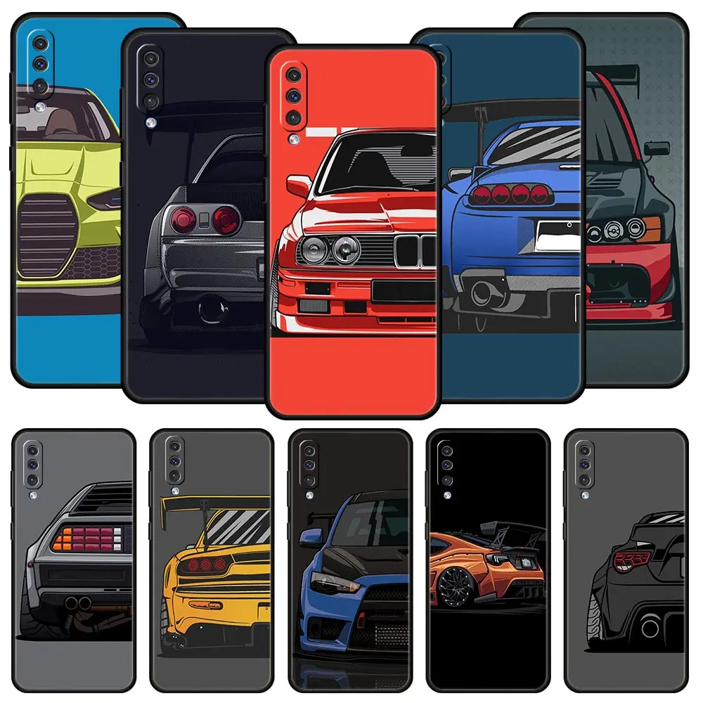 Phone Case for Samsung Galaxy A56 A54 A42 A36 A34 A26 A16 A12 A20 A22 A40 A50 A52 A06 Soft TPU Shell JDM Tokyo Drift Sports Car