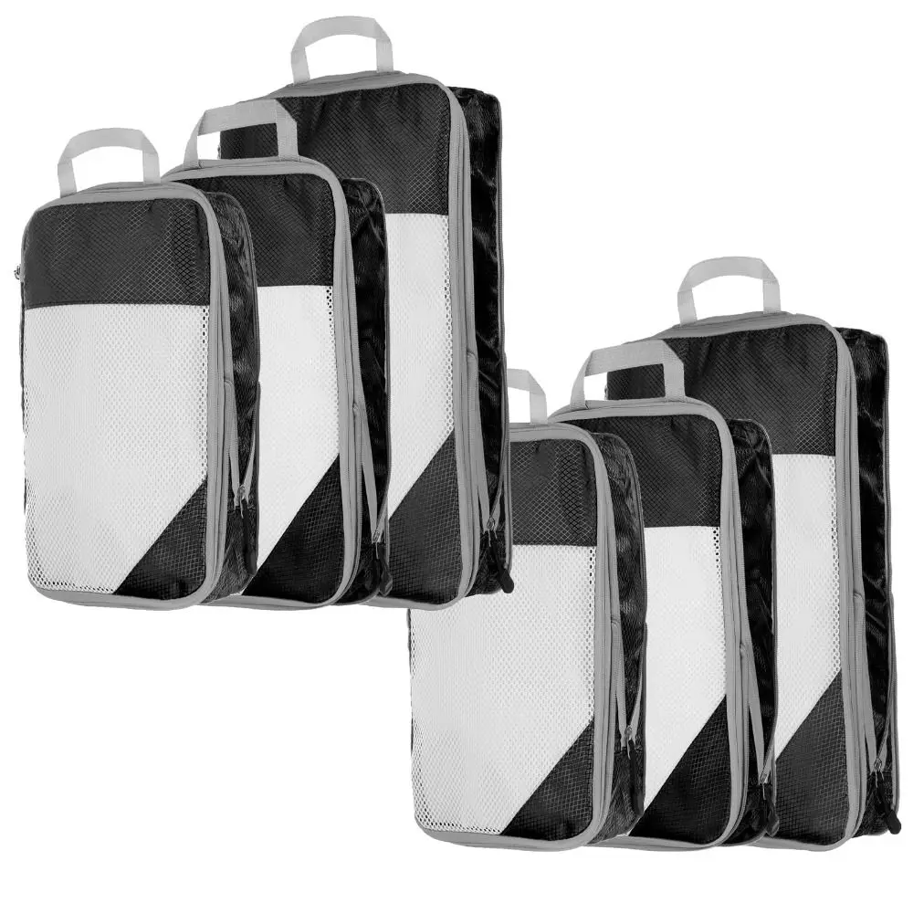 

6PCS Lightweight Travel Packing Cubes Set Expandable Multi-Functional Compression Luggage Organizer Space-Saving Visual Mesh