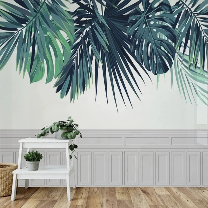 

MU8606 Mural Wallpaper Nordic Leaf With Feathery Lines Oil Painting Flower Pattern Home Decor Wall Photo Papel De Parede 3D