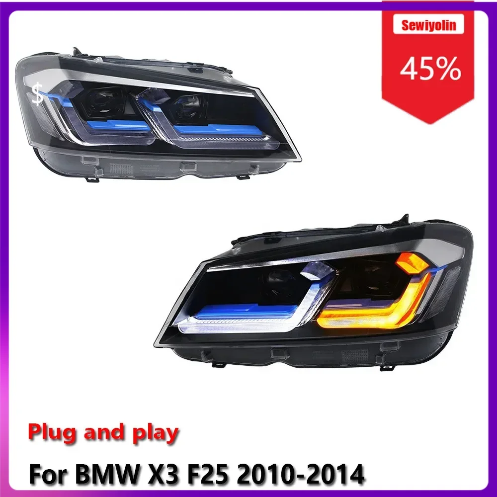 

Sewiyolin Car LED Headlight Assemblies For BMW X3 F25 2010-2014 Fog DRL Brake Turn Signal Lamp Plug and Play