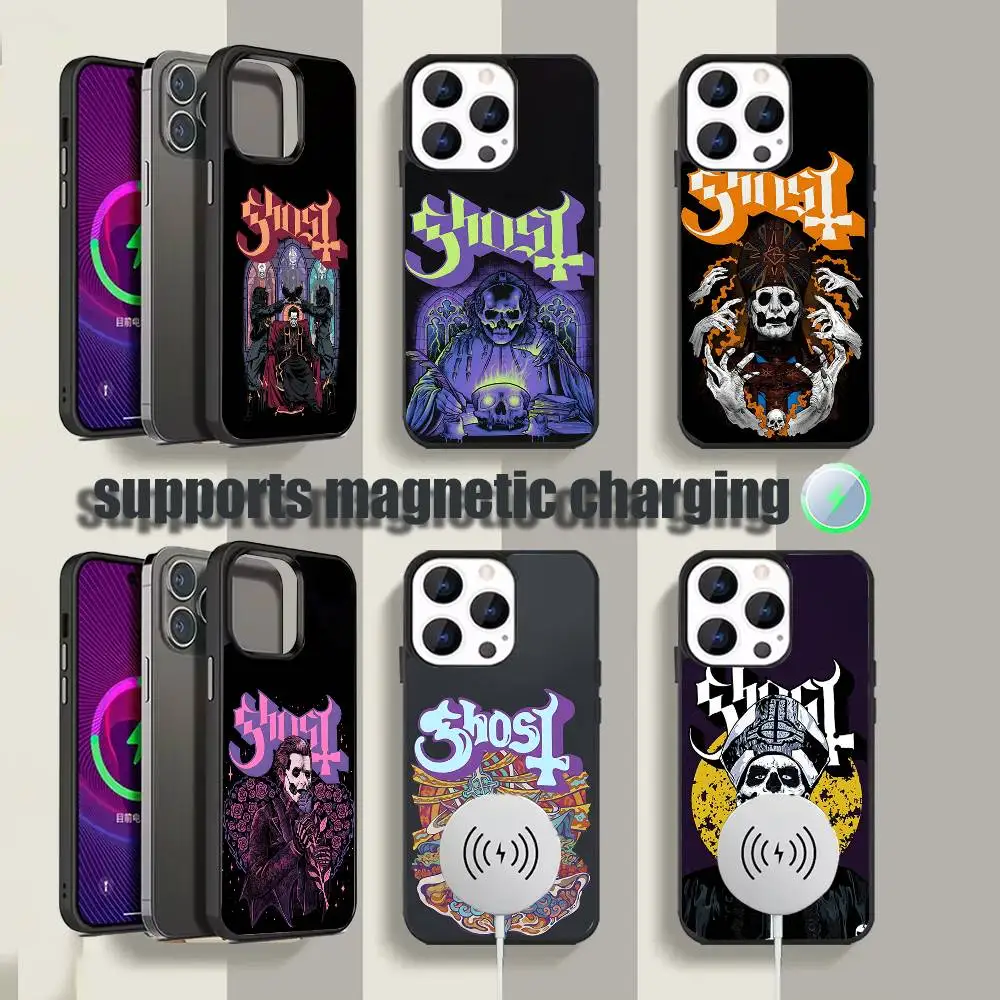 

G-Ghost Heavy Metal Band Magnetic Wireless Charging Black Phone Case For iPhone 17,16,15,14,13,12,11,Pro,Max,Plus,Mini,SE4,E