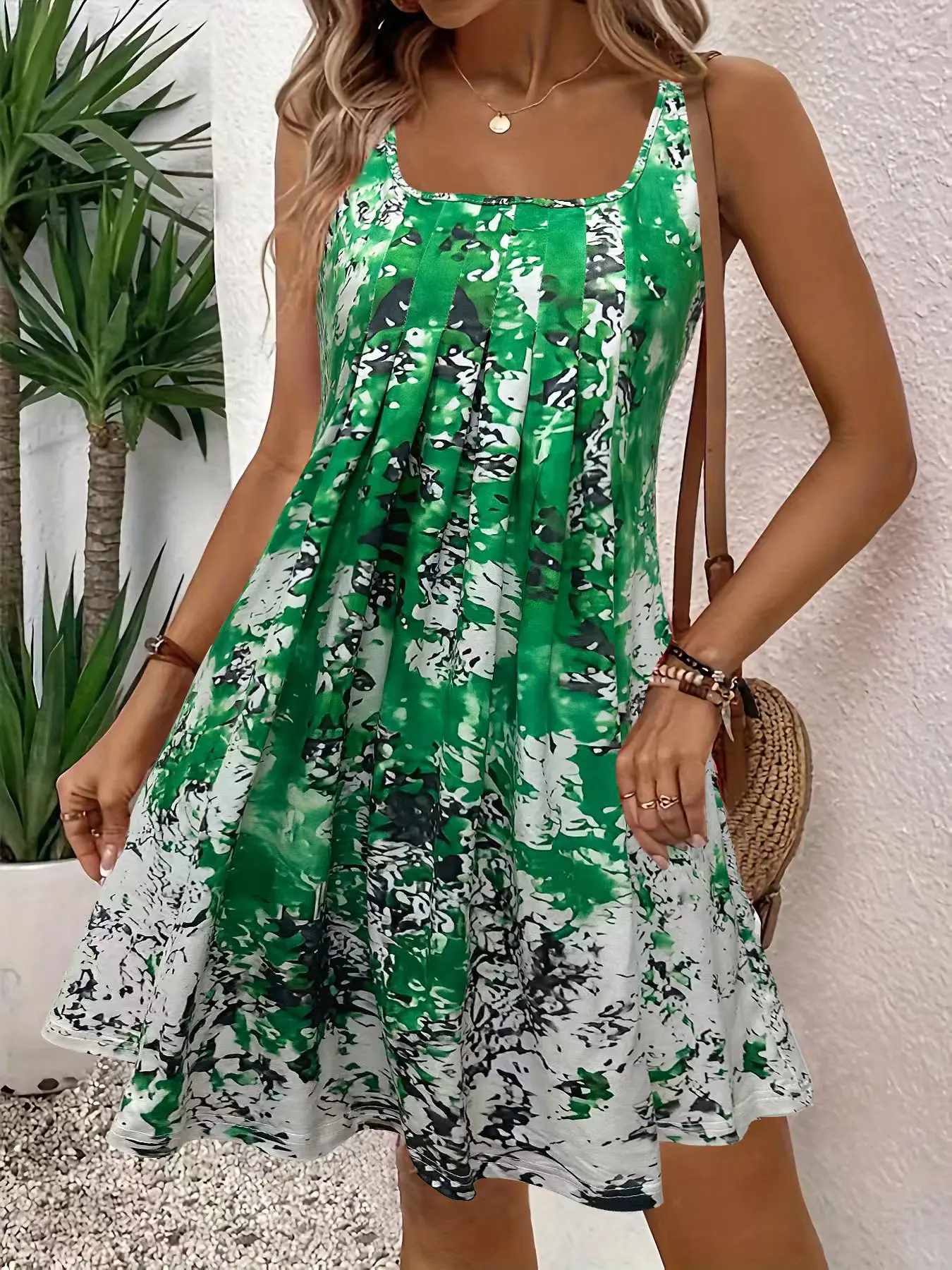 2025 Women's Elegant Vintage Mini Dress Thin Strap Flowy Vacation Casual Loose Sleeveless Women Dress Summer Fashion Vest Dress