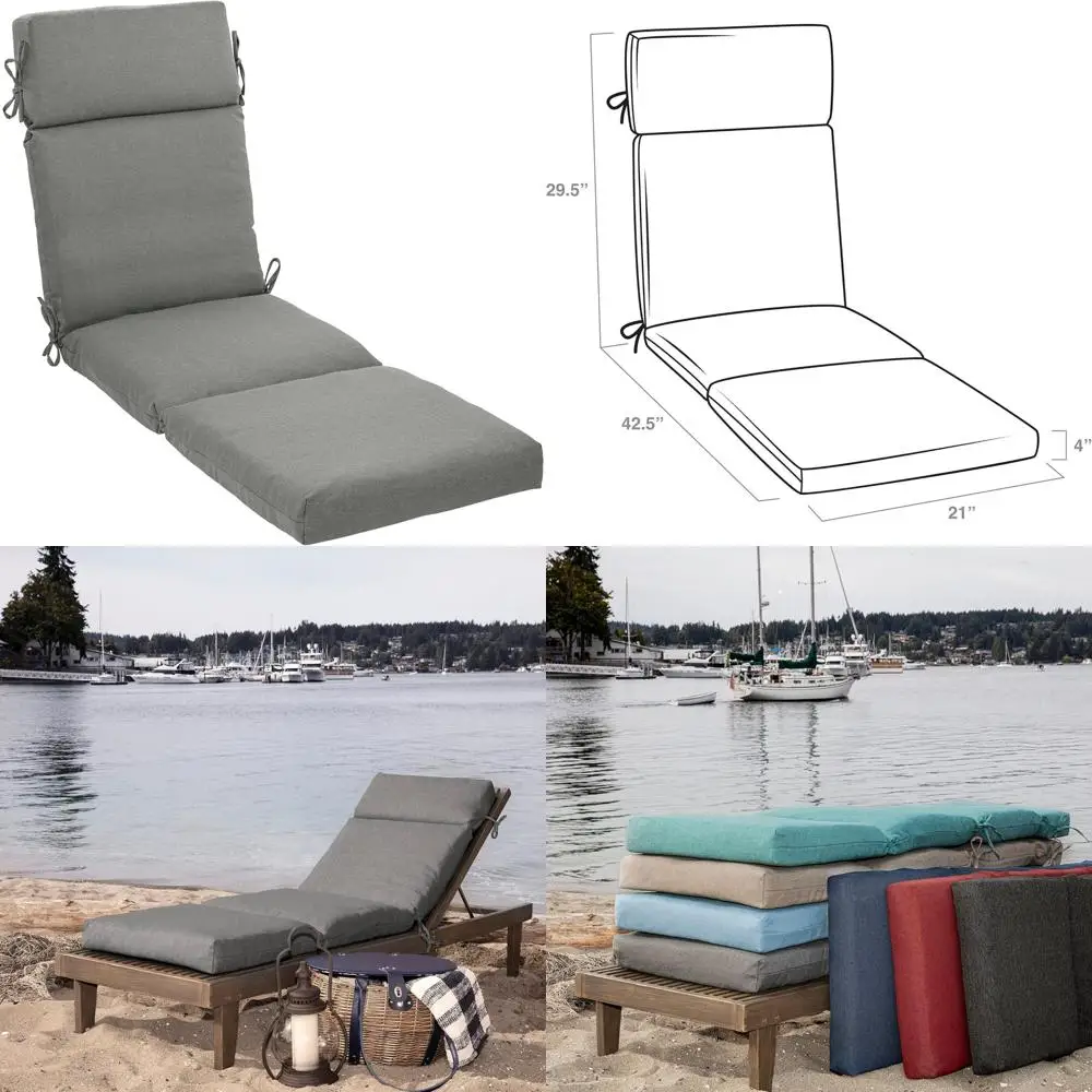 

Outdoor Chaise Lounge Cushion 72x21, Pebble Gray, Durable Oceantex Fabric, Comfortable Patio Furniture Cushion