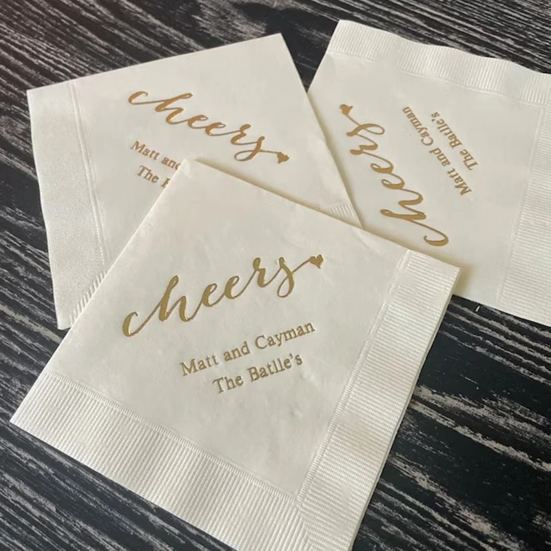 50pcs Custom Cheers Personalized Napkins - Birthday Napkins - Wedding Napkins - Party Napkins - Anniversary - Cocktail - Dinner