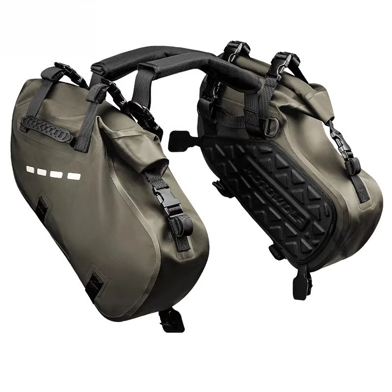 Multi-Functional 48L Motorcycle Touring Bag Waterproof Long-Distance Rear Seat Dual-Sided Rider Luggage Bag