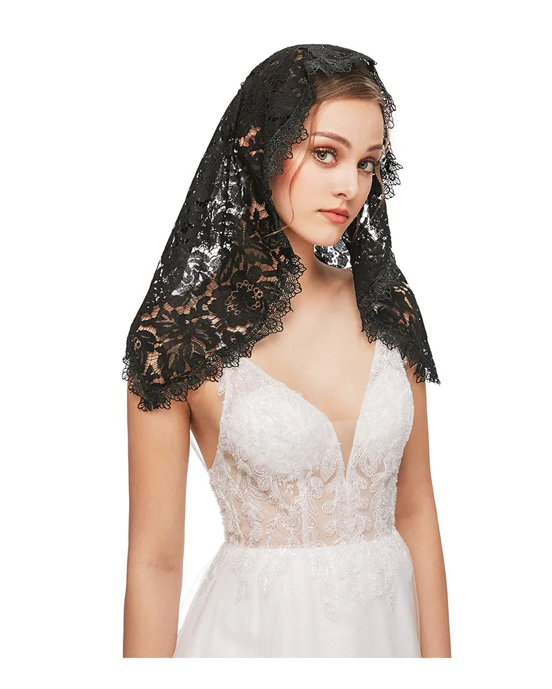 

Lace Church Catholic Chapel Veils Mantilla Latin Mass Christian Veil Head Covering Muslim Spanish Shawl Wrap Wedding Bride Veil