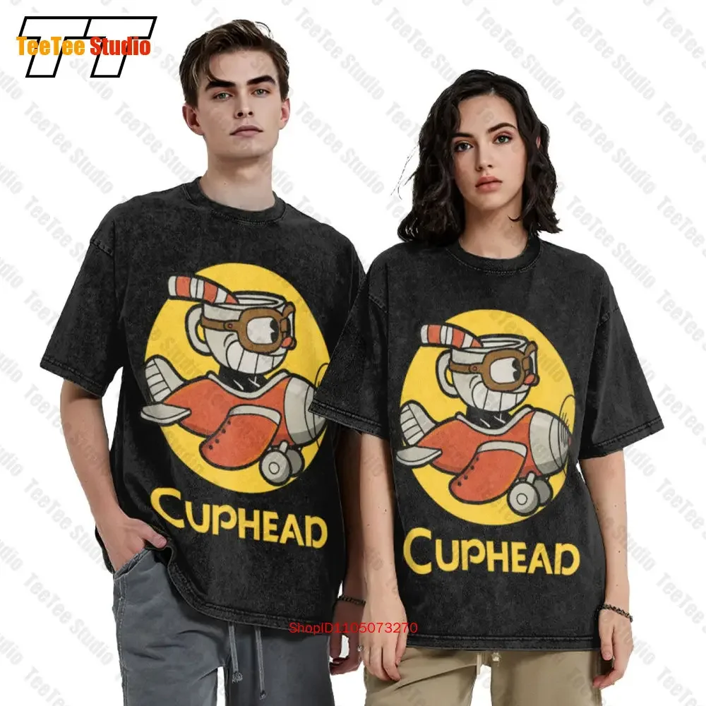 Flying Cuphead Heather Red Gaming Vintage Oversized T-Shirt 8C5T