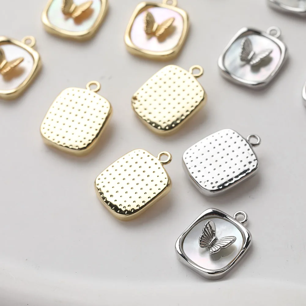 2pcs Natural Shell Butterfly Charms for Jewelry Making Pendants Supplies DIY Hand Brass 14K Gold Plated Accessories 12.5*16.8mm