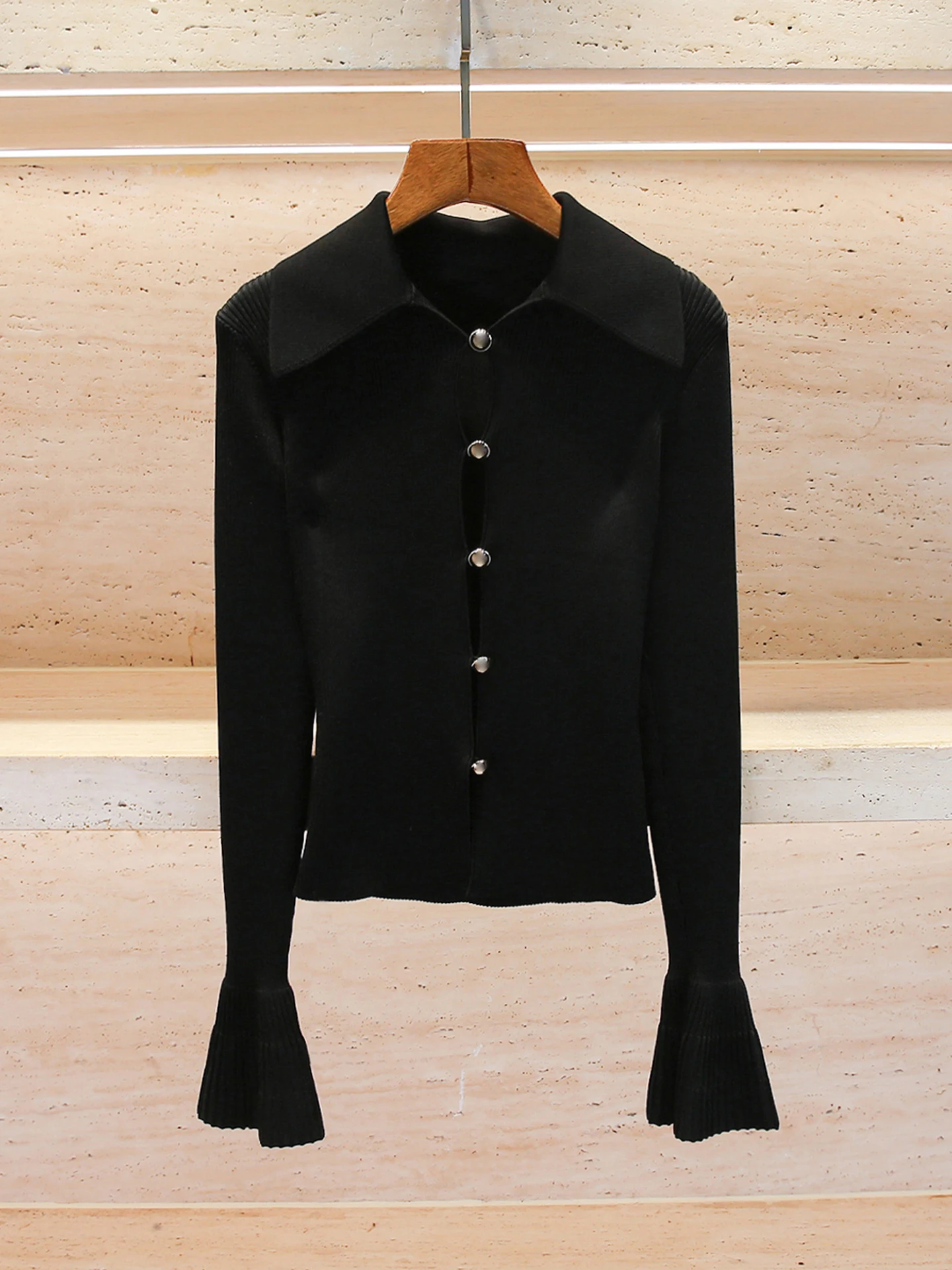 

Ele Knitted Open Cardigan Top with Bell Sves in Soft Medium Densi Fabric for Women Suitable for Daily Wear And Commu...