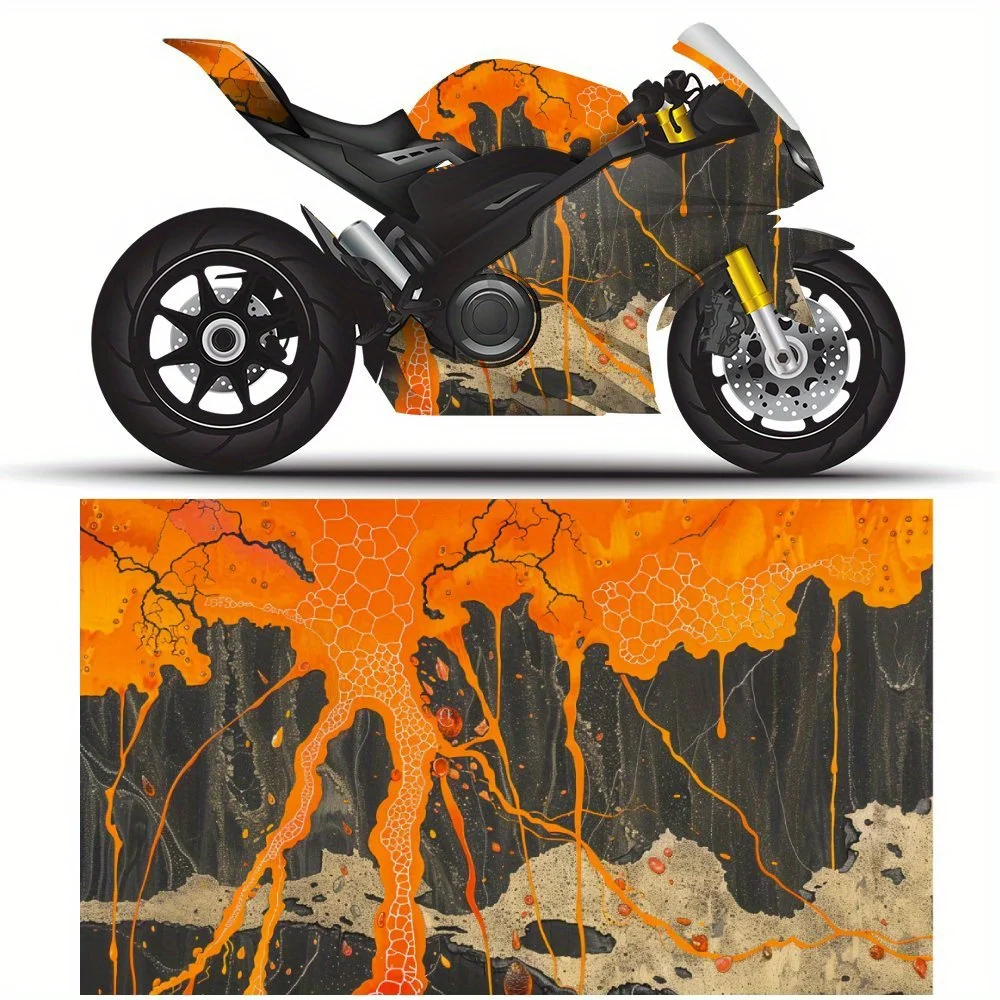 

Виниловая пленка для мотоцикла Fiery Tree Lava Art, наклейка-наклейка, устойчивая к брызгам, простая установка, прочный персонализированный мотоцикл Acc