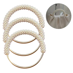 1PCS 12cm Pearl Metal Round Handle Women's Handbag Braided Handles Ring Purse Frame DIY Handmade Bag Accessories