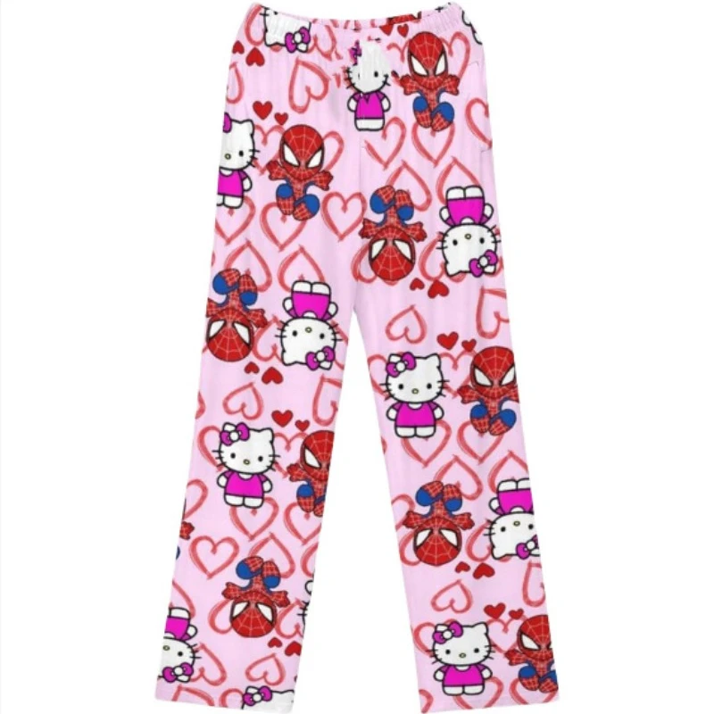 Hello Kitty Cotton Loose Ladies Pajama Pants Pyjama Trousers Women Men Cartoon Sleep Bottoms Lounge Wear Girl Sleep Pants Spring