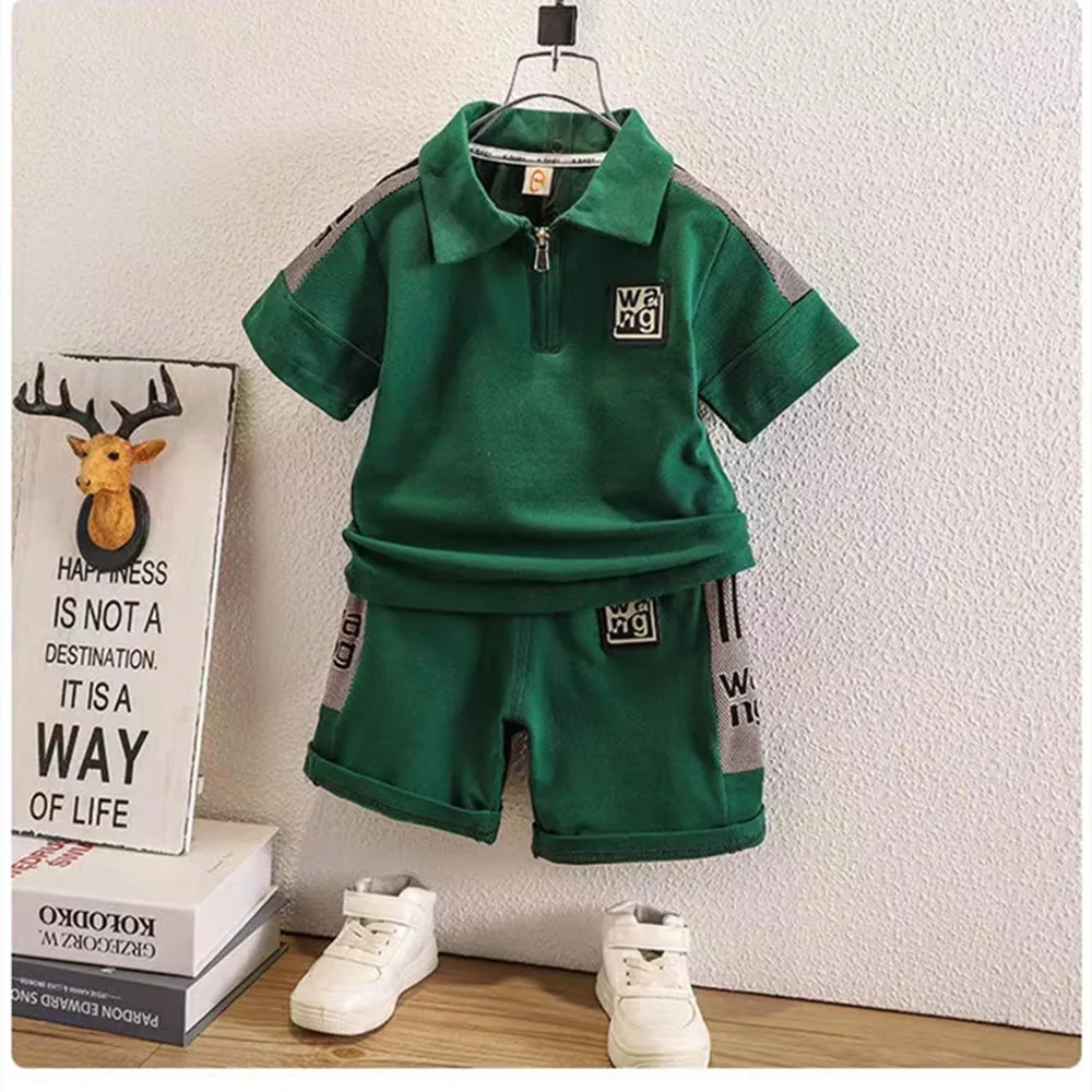 

Boys Summer Set 2024 New Handsome Boys Summer Short Sleeved Shorts Boys Summer Two Piece Set