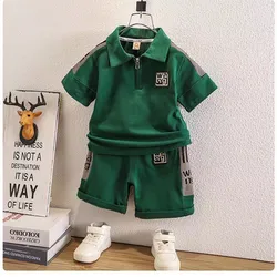 Boys Summer Set 2024 New Handsome Boys Summer Short Sleeved Shorts Boys Summer Two Piece Set