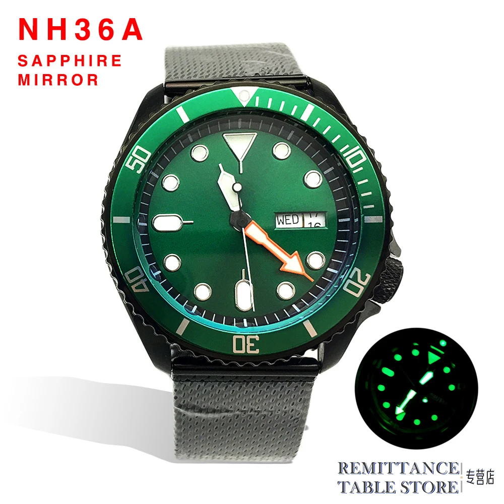 

Luxury Men's Watch SK007 42.5mm Japan NH36 Green Automatic Mechanical Watch Sapphire Glass Luminous Aseptic Dial Waterproof Case