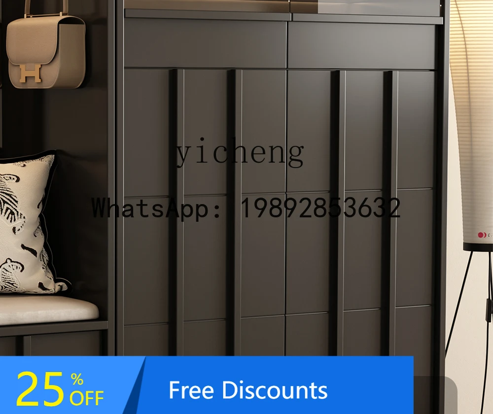 ABC  solid wood home multi-layer storage full-body  change stool integrated foyer cabinet home door against the wall
