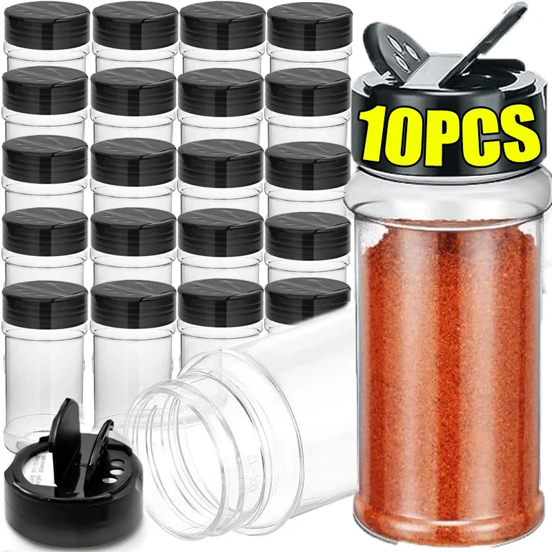 10/1PCS Transparent Seasoning Jars with Lids Spice Bottle Salt Pepper Shaker Container Kitchen Storage BBQ Powder Storage Bottle