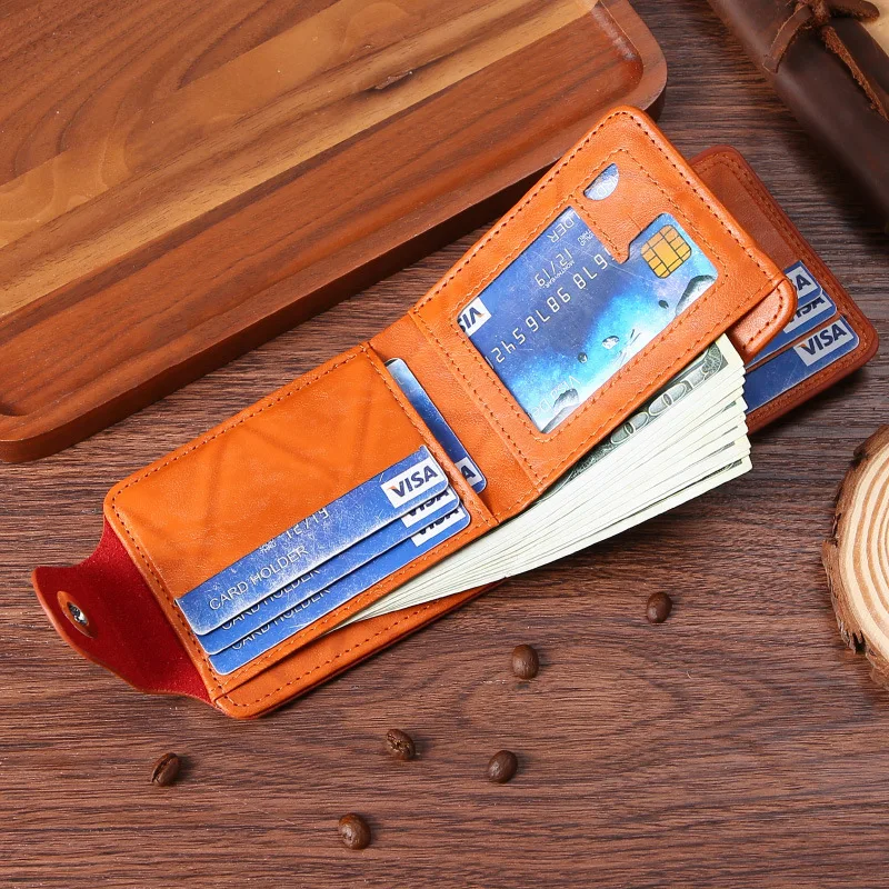 หัวเข็มขัดแม่เหล็กสร้างสรรค์มีสไตล์ dompet Dollar สำหรับผู้ชายราคา100 US $ กระเป๋าสตางค์ใบสั้นกระเป๋าใส่เหรียญ PU