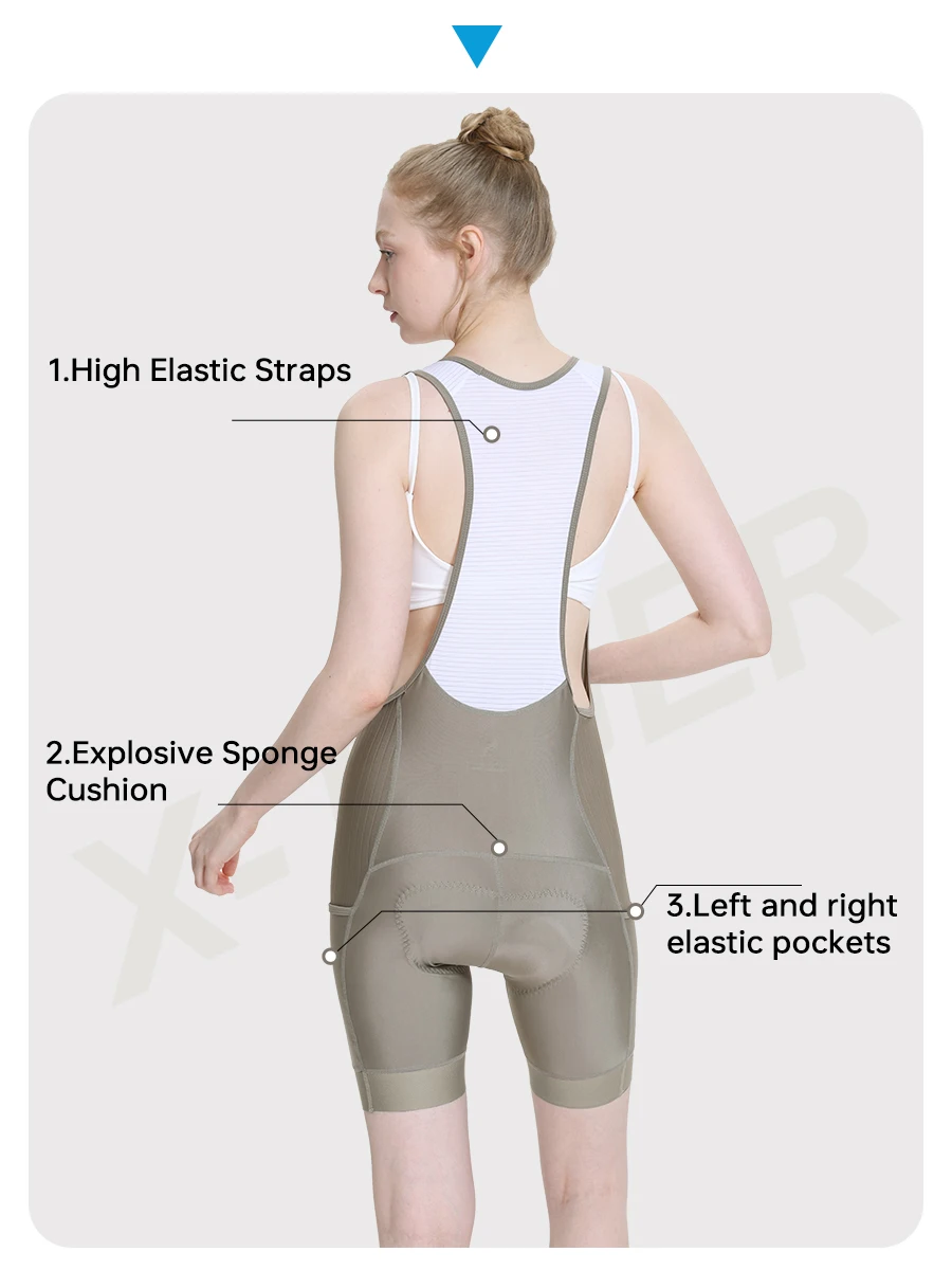 X-TIGER Trägerhose für Damen, 5D dicke Polsterung, Mountainbike- und Rennrad-Trägerhose, Sommer UV-Schutz, professionelle Radlerhose – Detail 6
