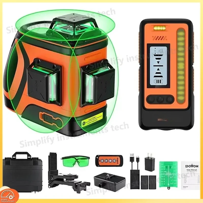 Outdoor Laser Level with Receiver 400ft Range 360° Self-Leveling Green Beam Construction Tool for Sunlight Detection