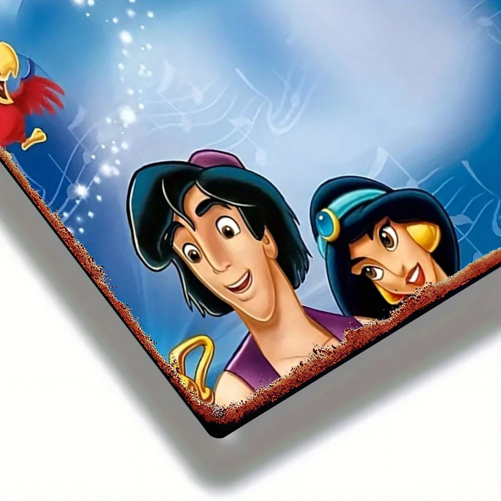 قطعة واحدة من مصباح علاء الدين السحري المعدني لتزيين الحائط - لافتة ليالي عربية عتيقة مع جني، ديكور منزلي رسمي لغرفة المعيشة، سرير