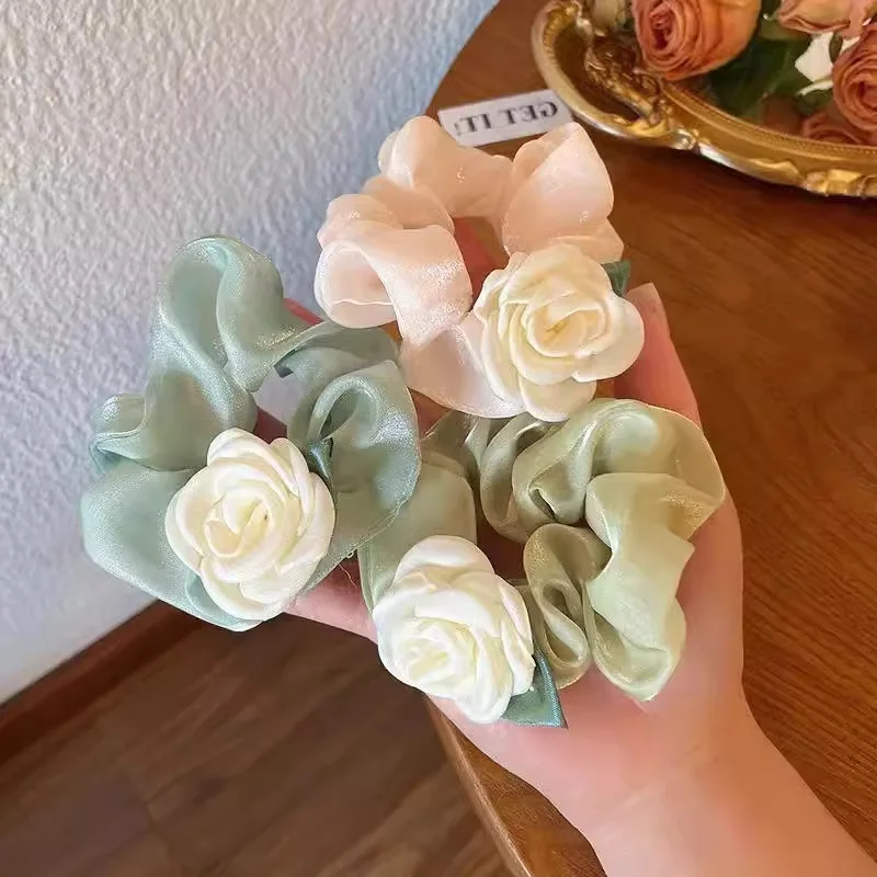 

Funny Yarn Rose Flower Hair Ring Flower Shape High Elasticity Hair Accessories Mesh Yarn Hair Rope