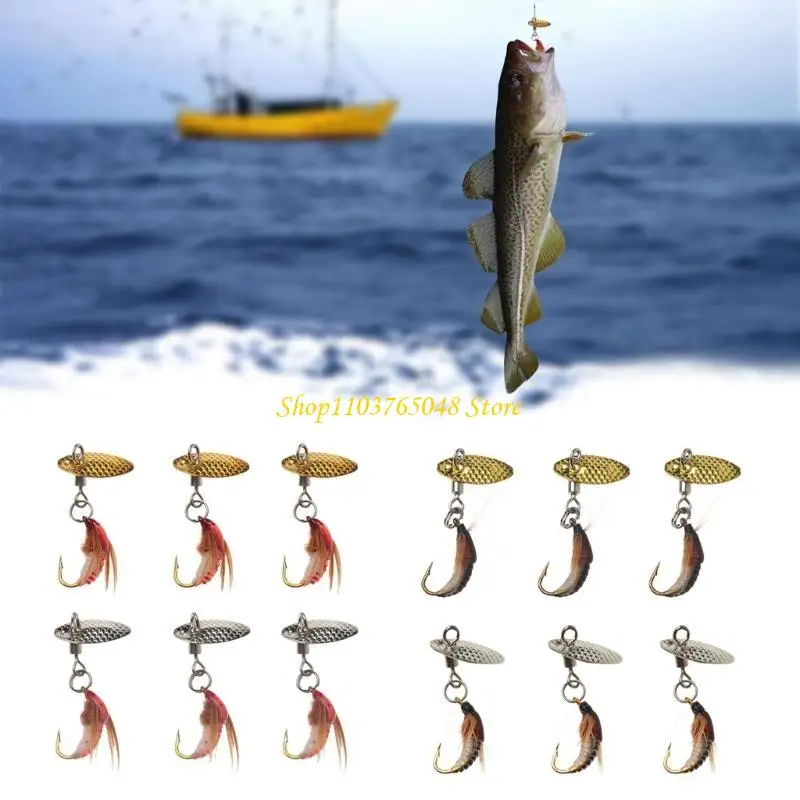 

R53E Single Hook Spinner Baits Sequins Lures Fishing Spinner Swimbait Fish Lures Set