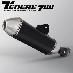 For Yamaha Tenere 700 T700 Escape Moto Slip-on Motorcycle Exhaust Modified Tail Pipe with Carbon Cover Muffler Connect Original