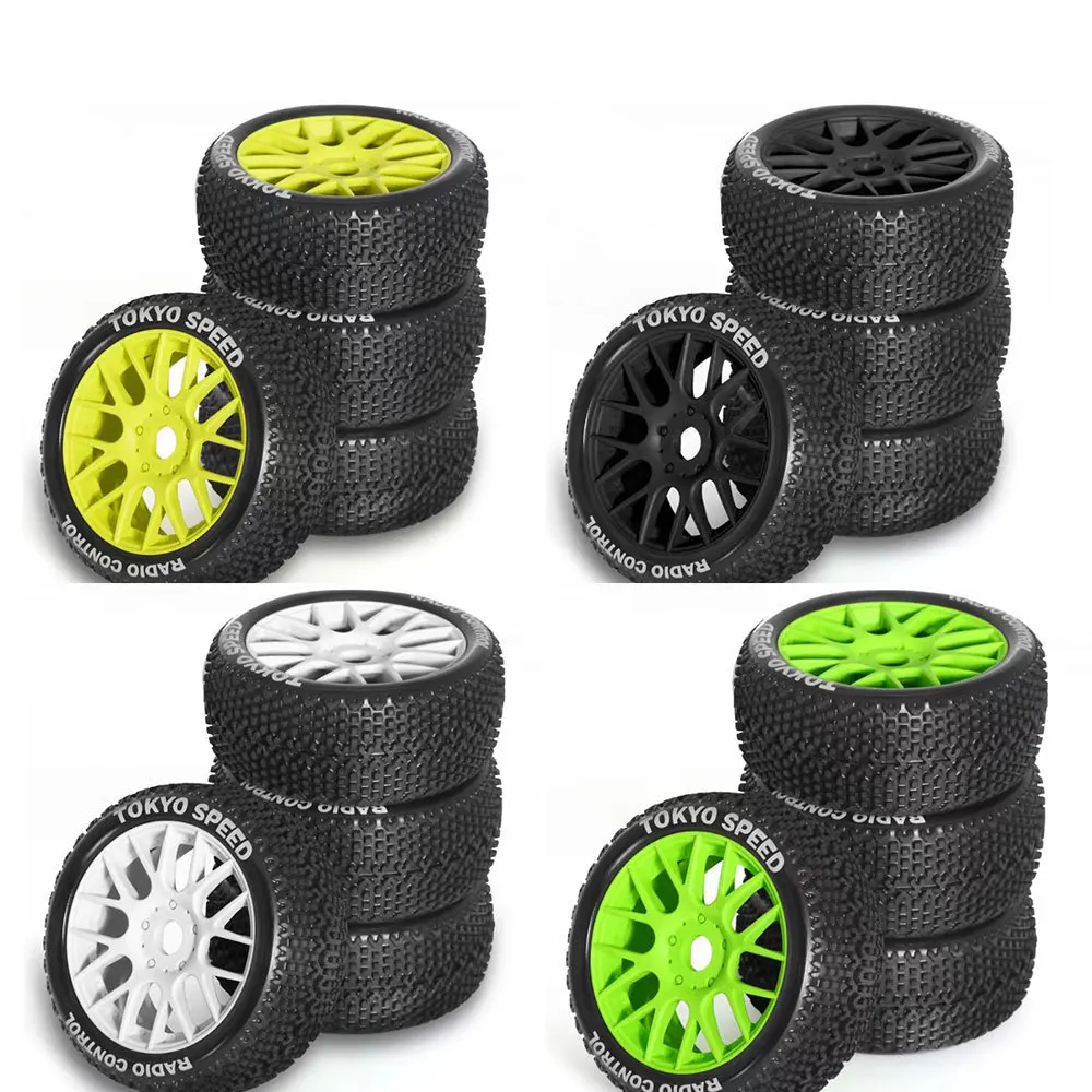 4Pcs 110mm 1/8 RC Off-Road Buggy Wheels Tire 17mm Hex for ARRMA Typhon Talion TRX Redcat Team Losi Kyosho HPI HSP VRX RC Car