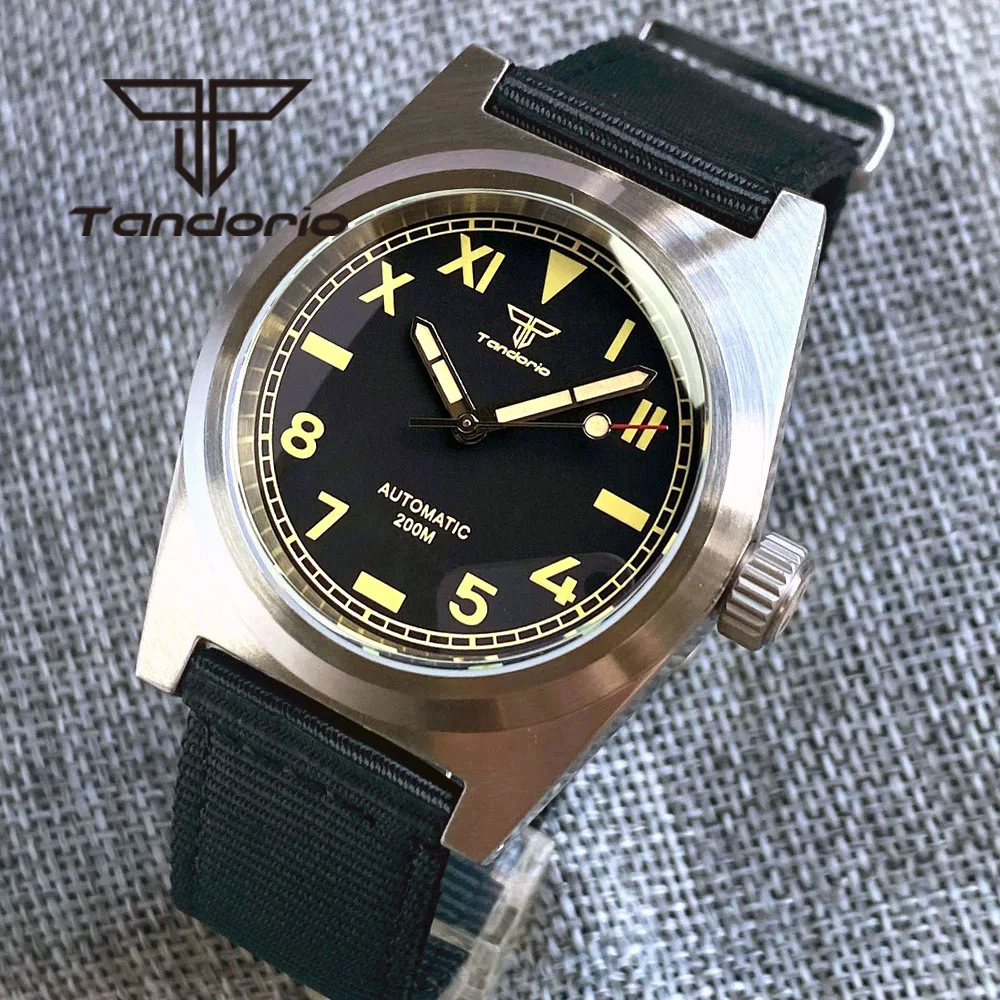 Tandorio Vintage California Dial PT5000 NH35A Sapphire Luminous 38mm 200M Mechanical Automatic Men\'s Diving Watch Nylon Strap