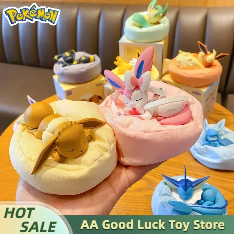 

Original Eevee Sleeping Position Series Blind Box Mystery Box Vaporeon Anime Figurines Sylveon Espeon Umbreon Merchandise Gifts