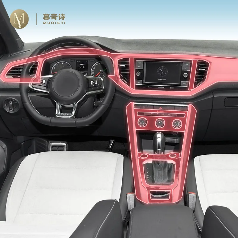 

pre cut Car interior gearbox panel TPU protective film screen anti scratch repair Stickers For Volkswagen T-ROC 2018-2022