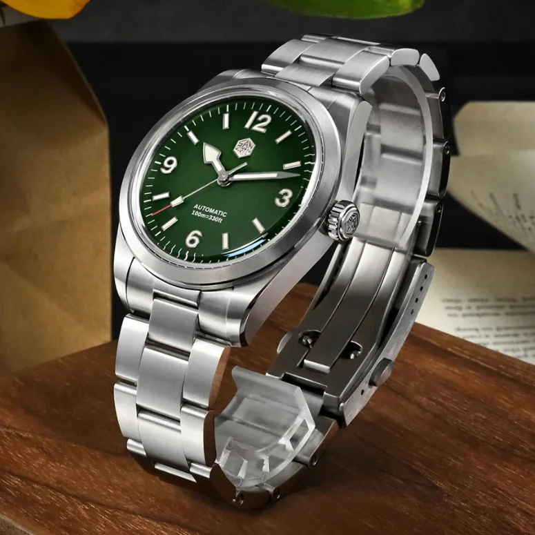 San Martin Men Automatic Watch 38MM Retro Mechanical Wristwatch Sapphire Diver 10Bar Waterproof BGW-9 Luminous NH35