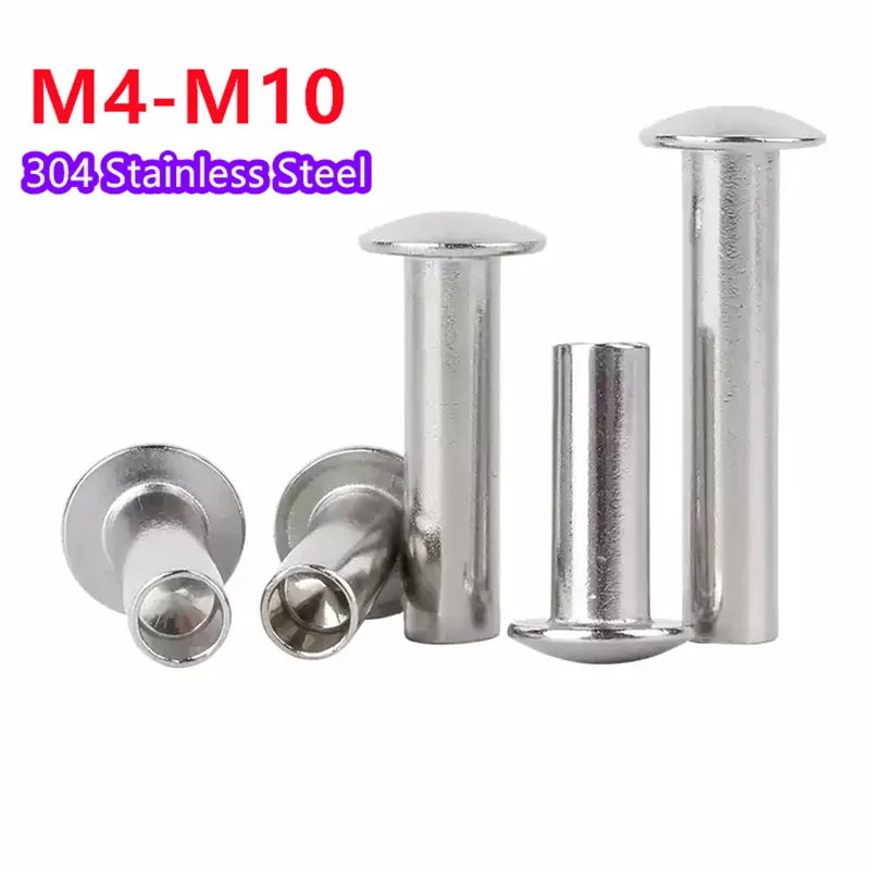 304 Stainless Steel Oval Head Semi-Tubular Rivets Round Head Half Hollow Shank M4 M4.5 M5 M6 M8 M10