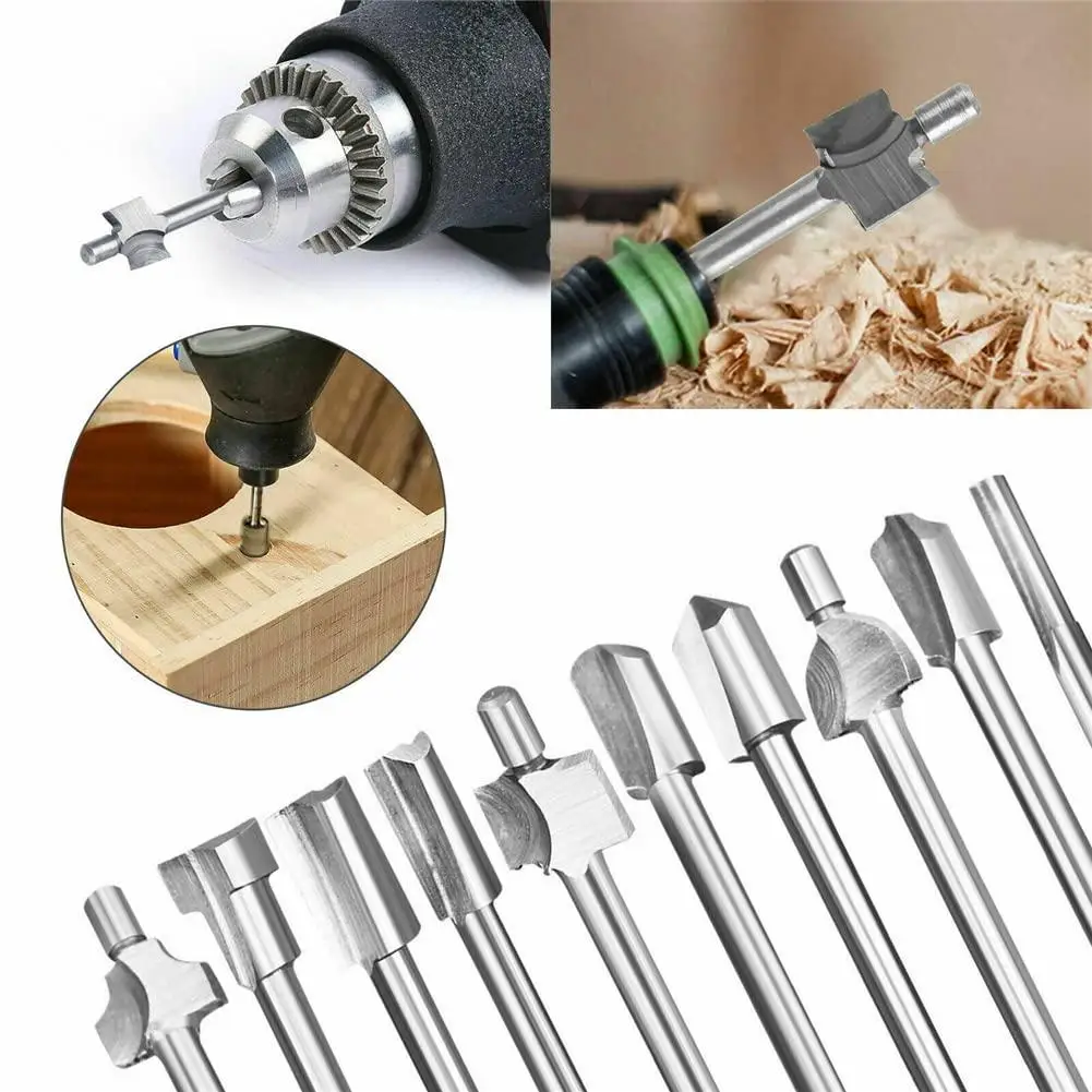 10pcs Metal HSS Router Drill Bit Multi-function Engraving Drill Bits For Dremel Rotary Tool Set For Wood Acrylic PVC Plastic