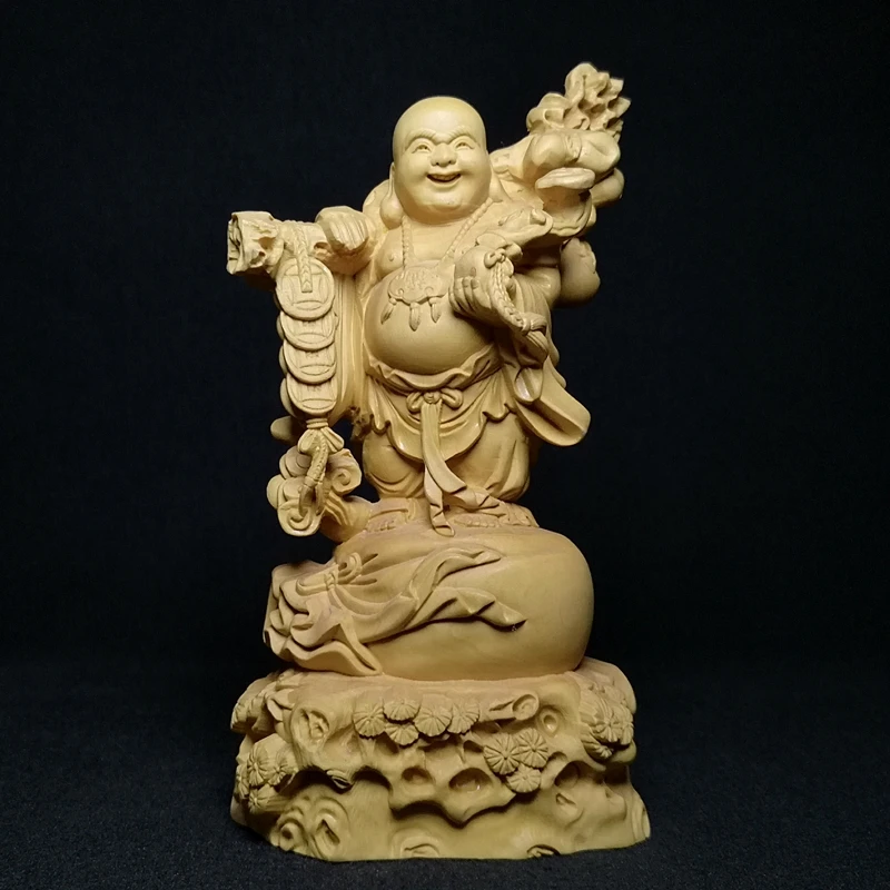 1919-arte-antica-dimensioni-143-×-77-cm-bosso-cinese-borsa-per-soldi-intagliata-a-mano-collezione-di-statue-di-buddha-maitreya