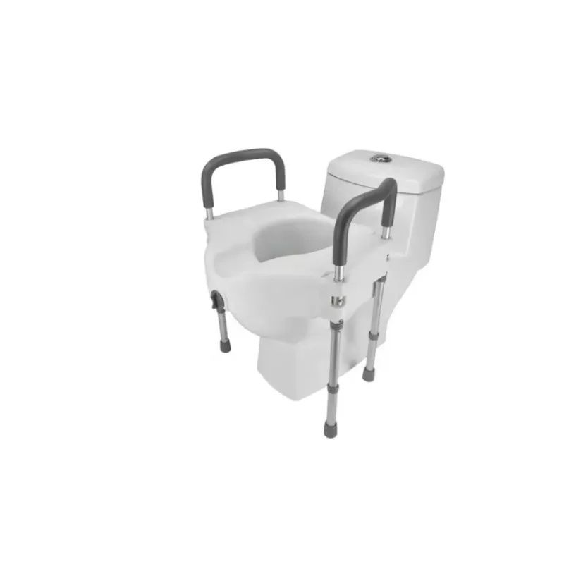 Raised toilet seat with armrest and safety handle, toilet with seat cushion for comfort and safety