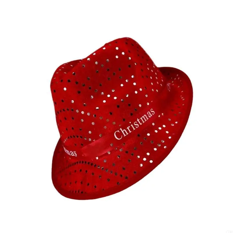 C71F عيد الميلاد أفضل قبعة للنساء الرجال عطلة الاحتفال متلألئ قبعة للجنسين قبعة حفلات مهرجان قبعات الدعائم زي قبعة