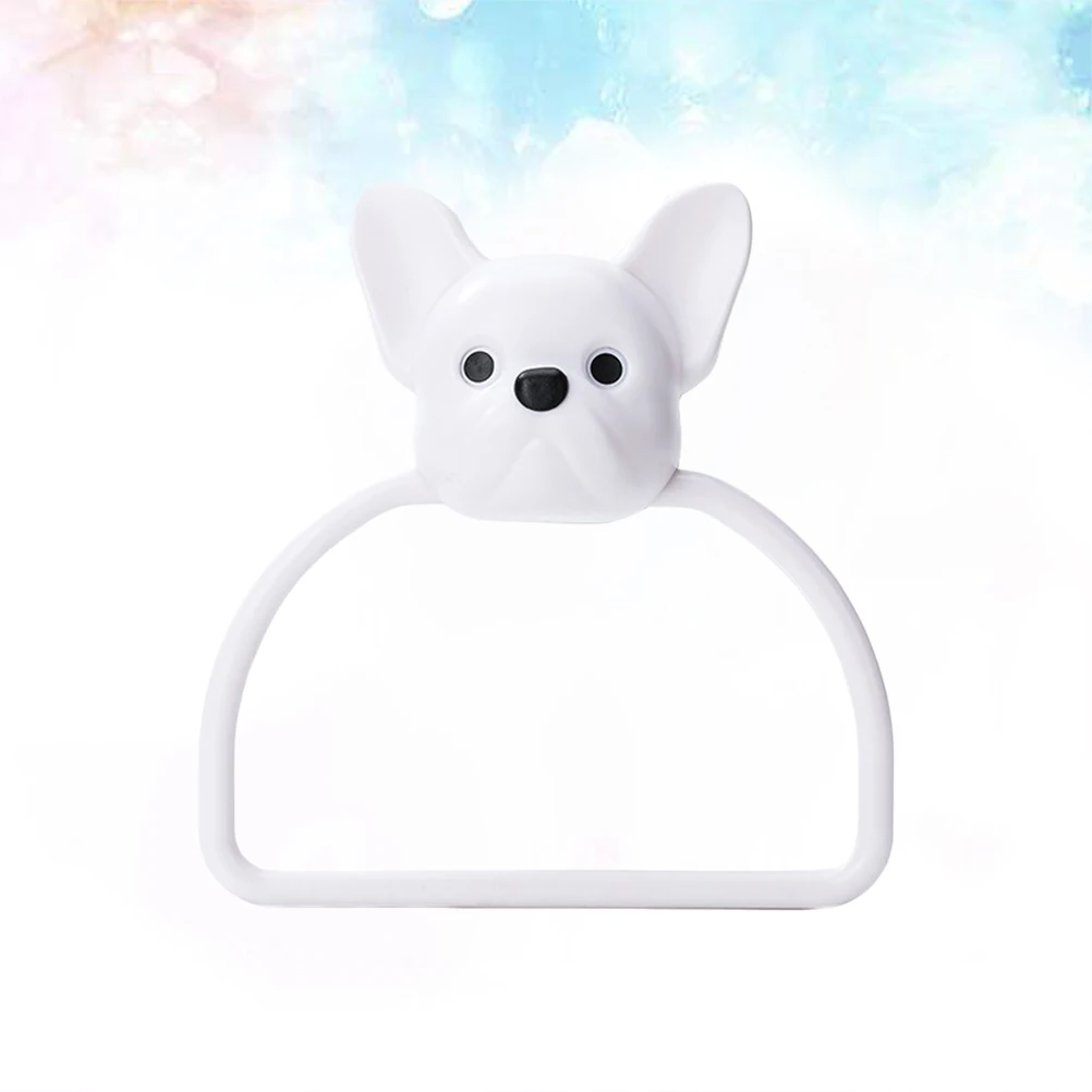 

2Pcs Cartoon Towel Holder Ring Sturdy Design Suction Cup Easy Install Smooth Surfaces Bathroom Kitchen Home Decor Dog