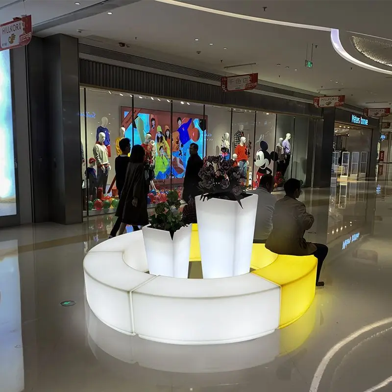 الإبداعية 16 ألوان تغيير Led الإضاءة منحني بار البراز في الهواء الطلق البلاستيك مقاعد الفناء قابلة للشحن ملهى ليلي الطعام الكراسي #1